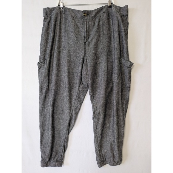 Sonoma‎ Linen Blend Cargo Pants Womens Gray Casual Lightweight 24W Coastal - Picture 1 of 10